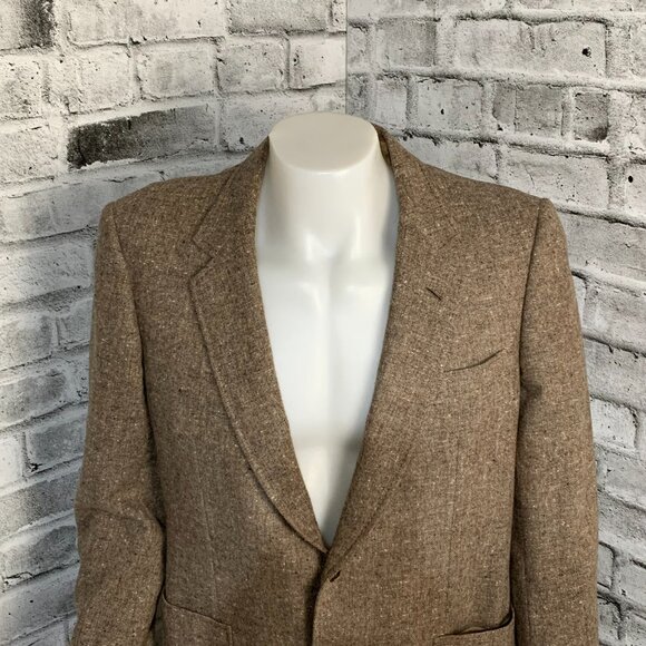 Brioni Vintage Tweed Blazer Sport Coat Mens 46 Brown Wool Metal Buttons Jacket - Picture 2 of 16